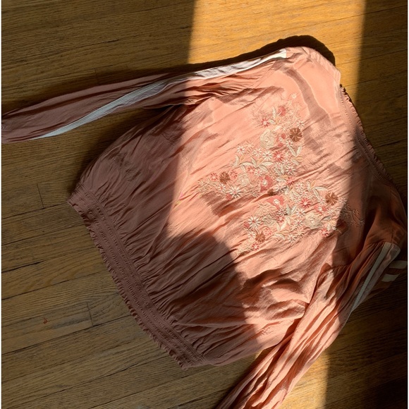 Vintage Satin Bomber Jacket 🌸 Embroidered Butterfly 🦋 Ruffled collar & wrists - Picture 10 of 14